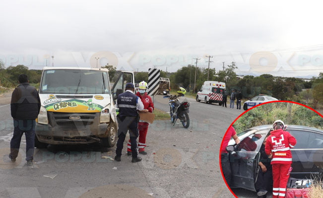 Despistada dama causa fuerte carambolazo con heridos en libramiento de Victoria