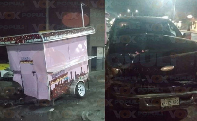 Imprudente conductor se impacta contra puesto de comida en Río Bravo