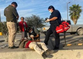 Hombre de tercera edad sufre caída en Matamoros