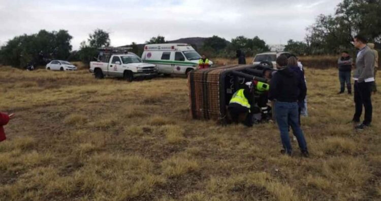 Accidente en globo aerostático en Teotihuacán, Estado de México, deja dos turistas lesionados