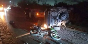 Apodaca: Choque múltiple en la Carretera a Dulces Nombres deja 2 heridos
