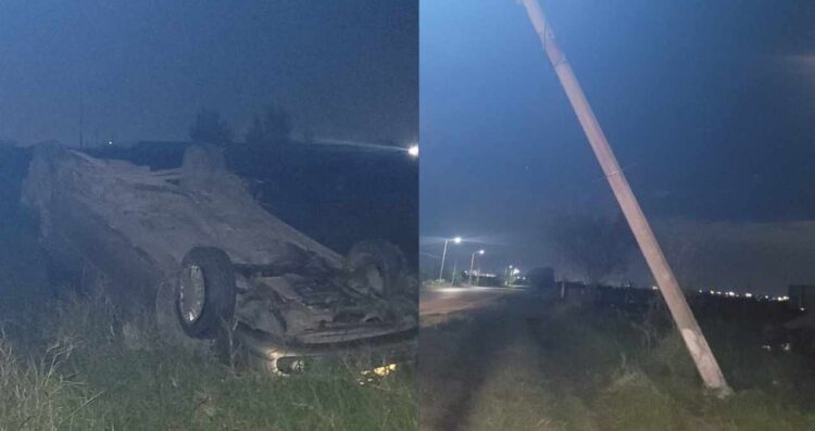 Automovilista choca y vuelca en Sendero Nacional y abandona su auto en Matamoros