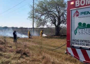 Bomberos controlan incendio que amenazaba escuela y viviendas en San Fernando, Tamaulipas