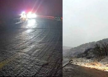 Carretera Linares-Galeana es cerrada temporalmente por congelamiento en la carpeta asfáltica