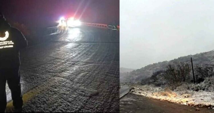 Carretera Linares-Galeana es cerrada temporalmente por congelamiento en la carpeta asfáltica