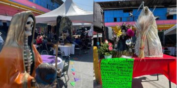 Celebración a la Santa Muerte reúne a devotos en el Mercado Argüelles de Ciudad Victoria