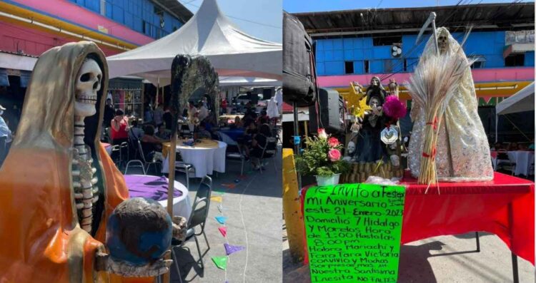Celebración a la Santa Muerte reúne a devotos en el Mercado Argüelles de Ciudad Victoria