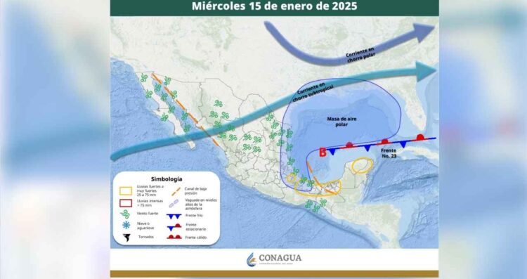 Clima miércoles 15 de enero en México Frente frío 23