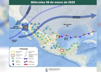 Clima miércoles 8 de enero de 2025 Frente frío 21 en México
