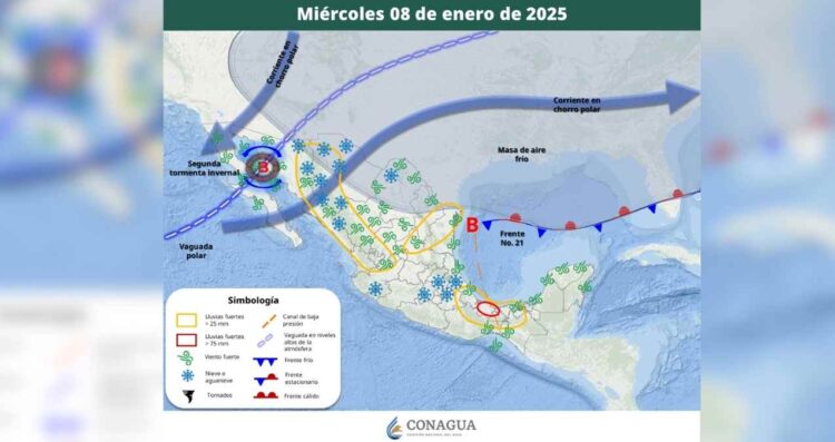 Clima miércoles 8 de enero de 2025 Frente frío 21 en México