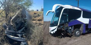Colisión entre autobús y vehículo deja como saldo un muerto y dos lesionados en San Fernando, Tamaulipas
