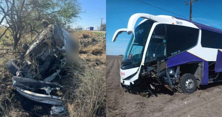 Colisión entre autobús y vehículo deja como saldo un muerto y dos lesionados en San Fernando, Tamaulipas