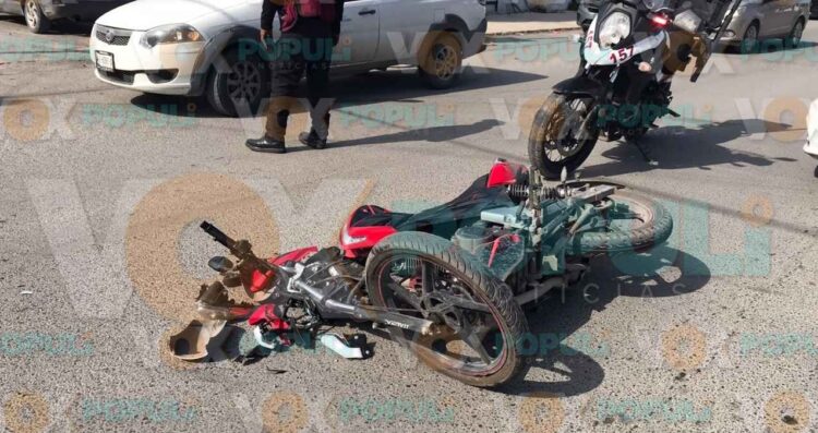 Conductora cierra el paso a motociclista y provoca accidente en Ciudad Victoria