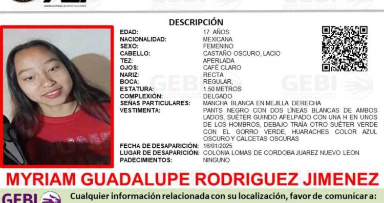 Desaparece adolescente en Juárez, Nuevo León; autoridades emiten boletín de búsqueda