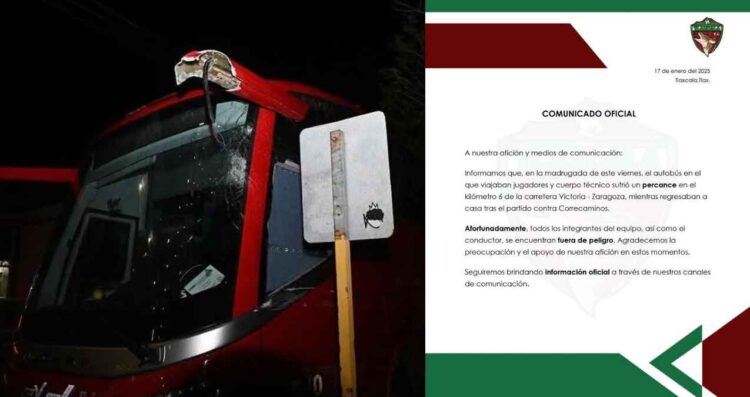 Equipo Coyotes de Tlaxcala lanza comunicado tras accidente en la carretera Victoria - Zaragoza