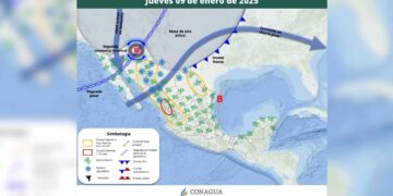 Frente frío Pronóstico del clima jueves 9 de enero en México