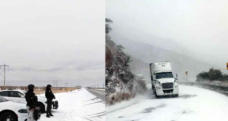 IMÁGENES: Caída de nieve en Chihuahua ocasiona el cierre de varias carreteras