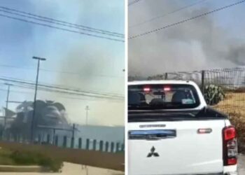 Incendio de pastizal en Tecámac, Estado de México, provoca desalojo en Macro Plaza