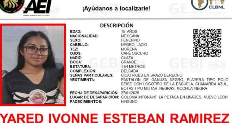 Joven desaparece en Linares, Nuevo León; solicitan ayuda para localizarla