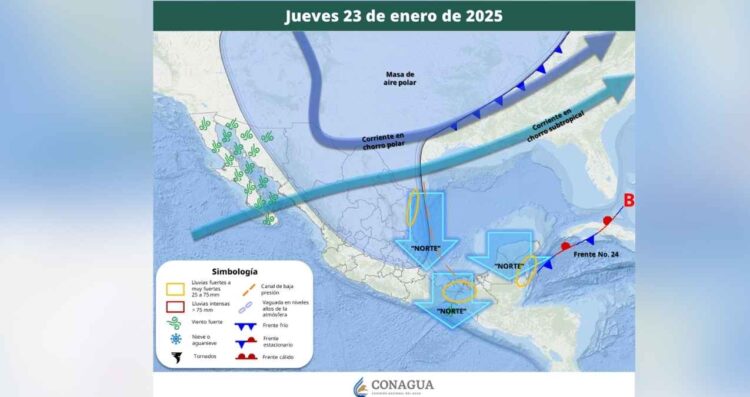 Pronóstico del clima para México jueves 23 de enero de 2025