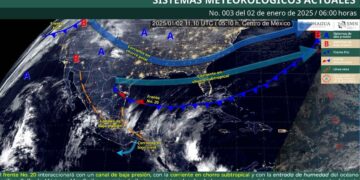 Pronóstico para hoy 2 de enero Frente frío No. 20 trae lluvias fuertes y ambiente gélido al noreste y sureste de México