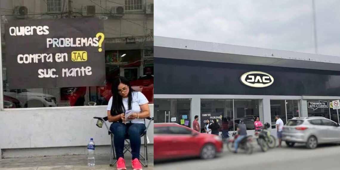 Protesta mujer en agencia JAC por vehículo nuevo con múltiples fallas en El Mante ¿Tendrá la misma suerte?