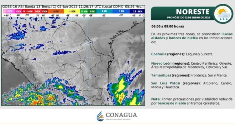 Se esperan lluvias y ambiente frío en Tamaulipas por el frente frío No. 20