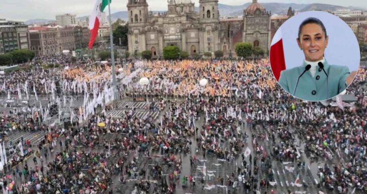 Simpatizantes arriban al Zócalo de la CDMX para celebrar los primeros 100 días de gobierno de Claudia Sheinbaum