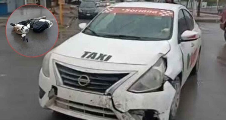 Taxista se pasa el alto y deja a dos lesionados en Matamoros, Tamaulipas