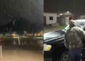 VIDEOS: Reportan caída de aguanieve en Nuevo León por bajas temperaturas