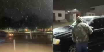 VIDEOS: Reportan caída de aguanieve en Nuevo León por bajas temperaturas