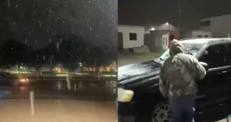 VIDEOS: Reportan caída de aguanieve en Nuevo León por bajas temperaturas