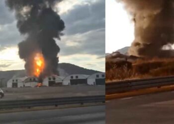 VIDEOS: Reportan fuerte explosión e incendio de un poliducto al interior de unas bodegas en Tepeji del Río, Hidalgo