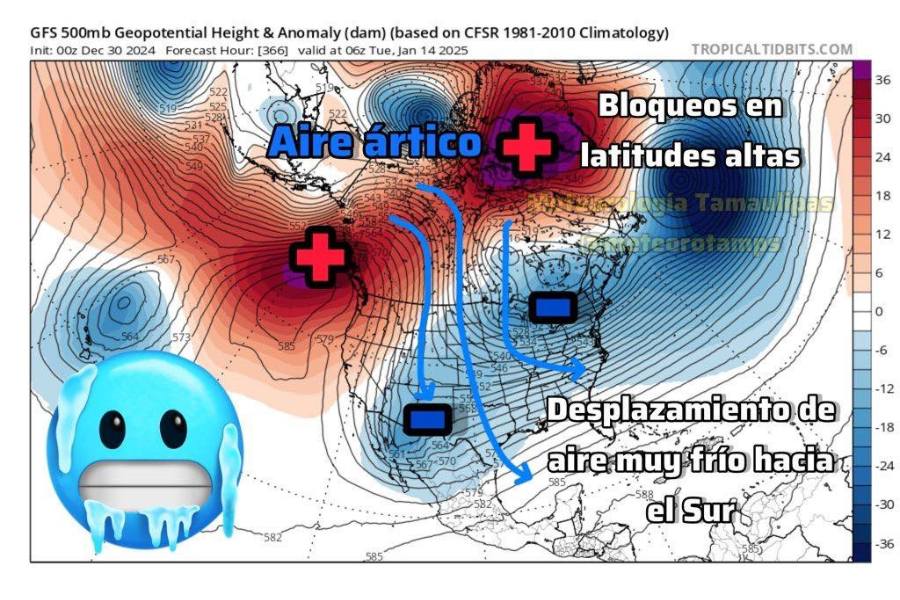 aire ártico en Tamaulipas