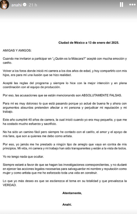 Anahí defiende su nombre tras acusación falsa de TelevisaUnivision