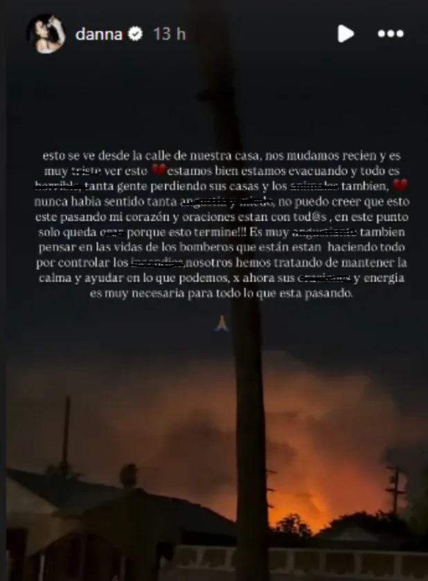 Danna Paola comparte mensaje tras los inc*ndios en California
