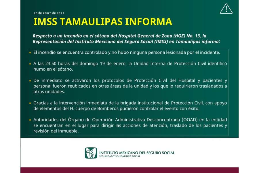 incendio en hospital imss matamoros