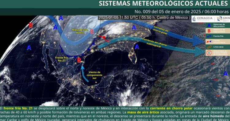¿Cómo afectará el Frente Frío No. 21 en México HOY domingo 5 de enero?