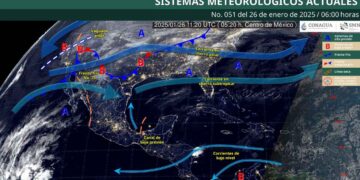¿Dónde habrá ¿Dónde habrá lluvias este domingo 26 de enero por el Frente Frío No. 25?
