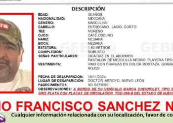 Buscan a masculino de 48 años, quien desapareció a bordo de su vehículo en Doctor Arroyo, Nuevo León