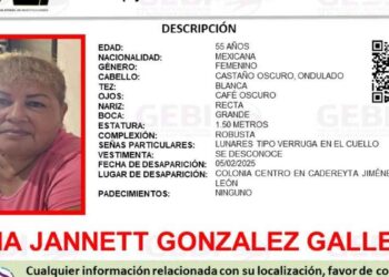 Buscan a mujer de 55 años que se encuentra desaparecida en Cadereyta Jiménez, Nuevo León