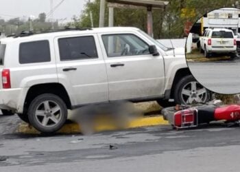 Camioneta se impacta contra un motociclista y lo deja sin vida en Apodaca, Nuevo León