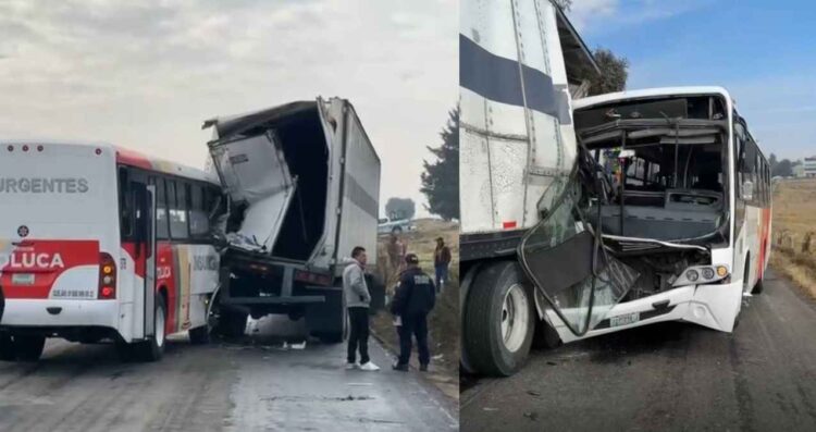 Choque entre camión y tráiler en la Toluca-Atlacomulco deja varios lesionados