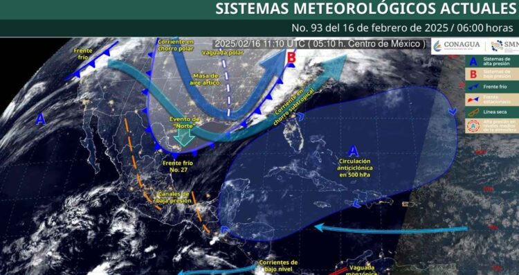 Clima para este domingo 16 de febrero ¿Dónde se esperan lluvias más intensas por el frente frío 27