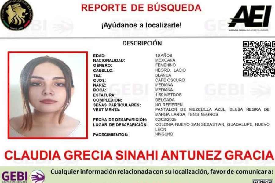 Desaparece Claudia Grecia Guadalupe (1)