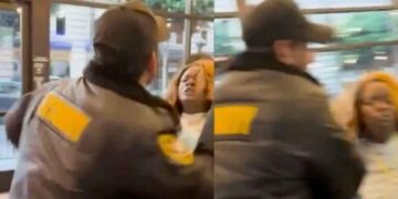 El indignante momento en que un guardia de Taco Bell de Los Ángeles golpea a una mujer