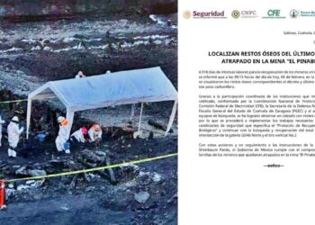 Hallan los restos del último minero atrapado en la mina ‘El Pinabete’ de Sabinas, Coahuila