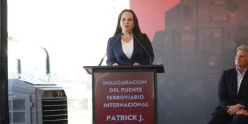 Inauguran gobernador Américo Villarreal y alcaldesa Carmen Lilia Segundo Puente Ferroviario Internacional en Nuevo Laredo