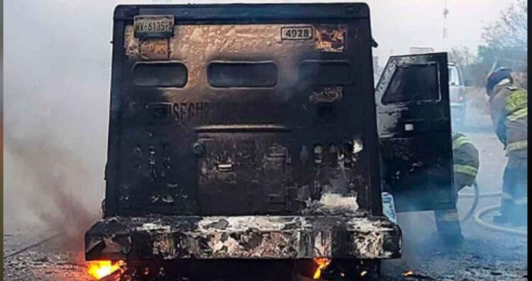 Incendio camión Nuevo Laredo