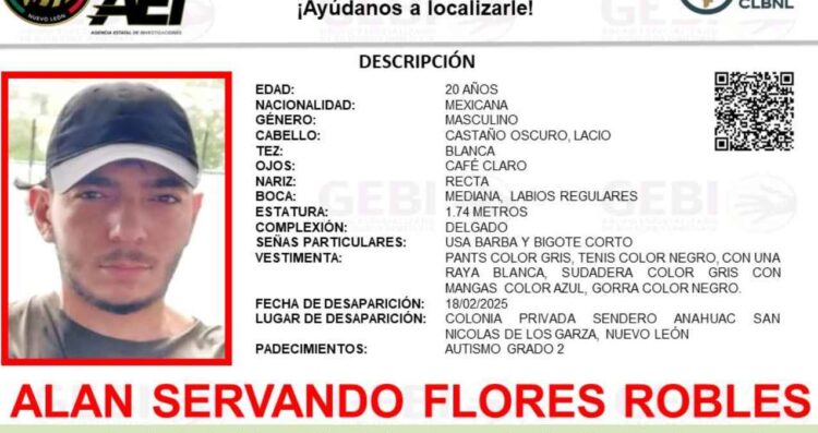 Joven desaparece en San Nicolás, Nuevo León; solicitan ayuda para localizarlo